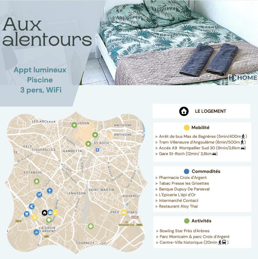 Апартаменты Appt Lumineux, Piscine, Wifi Монпелье Экстерьер фото